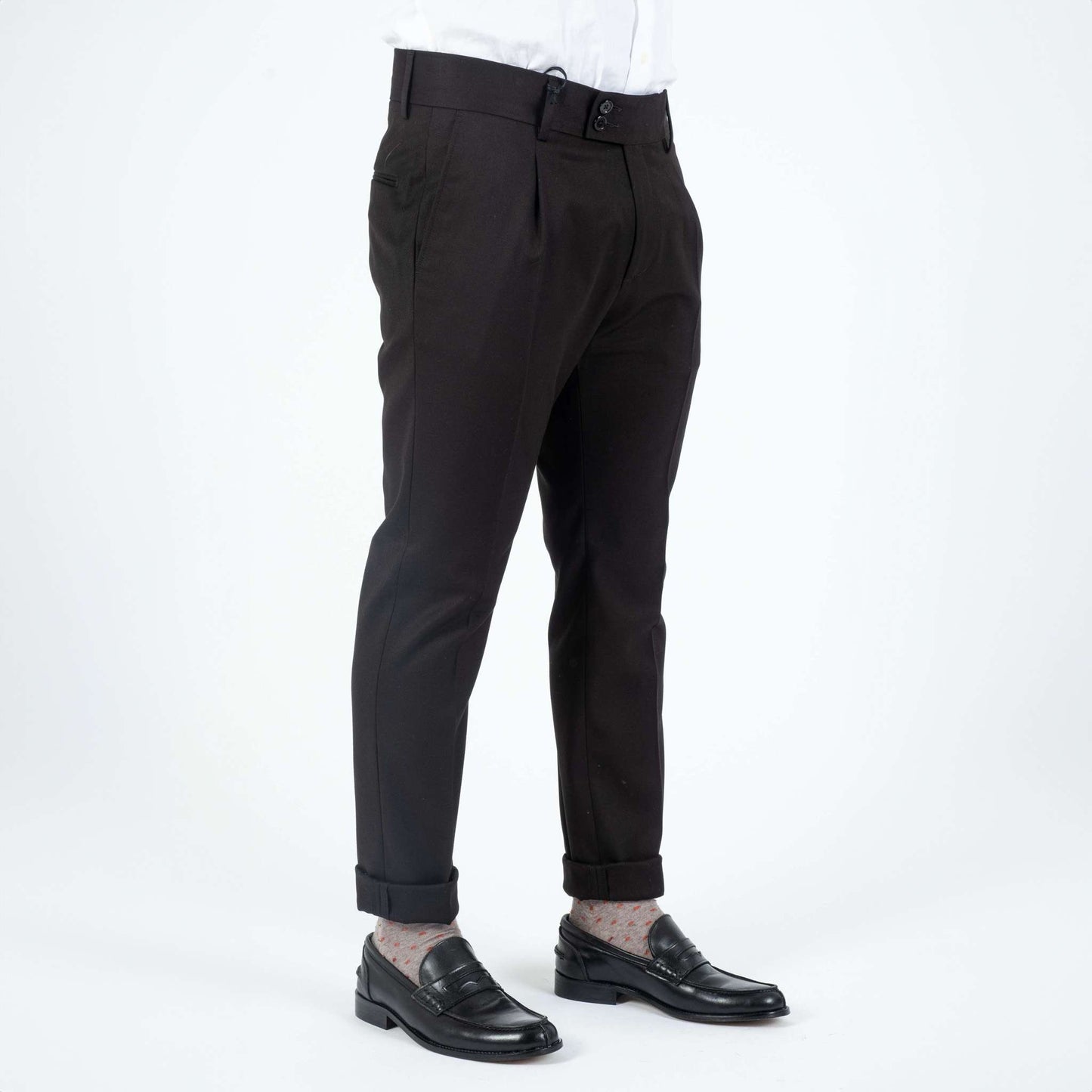 Langella Pantalone Doppio Bottone Nero